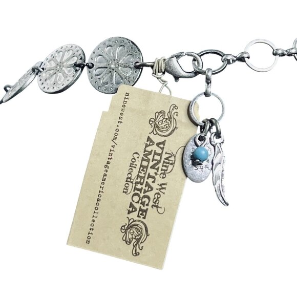 Nine West Vintage America Collection Silver Tone Flower Disks Necklace (5599) - Picture 5 of 5